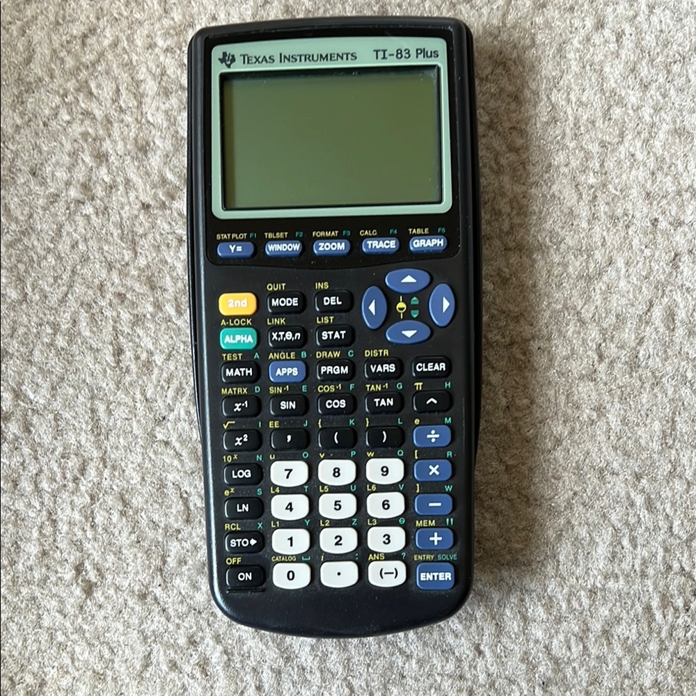 Texas Instruments TI-83 Plus Calculator in Black and Blue